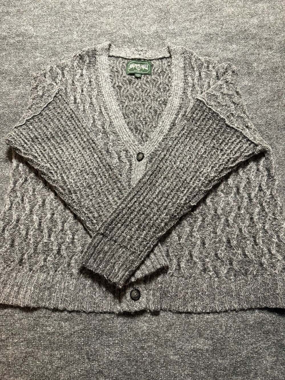 American Eagle Oversized Cable Knit Cardigan Cozy Grandpa Fisherman Sweater